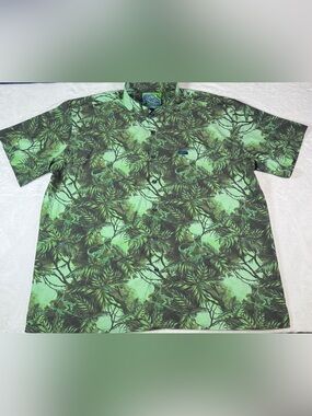 Retro Rifle Prehistoric Men’s 3XL Dinosaur Tropical Button Up Shirt